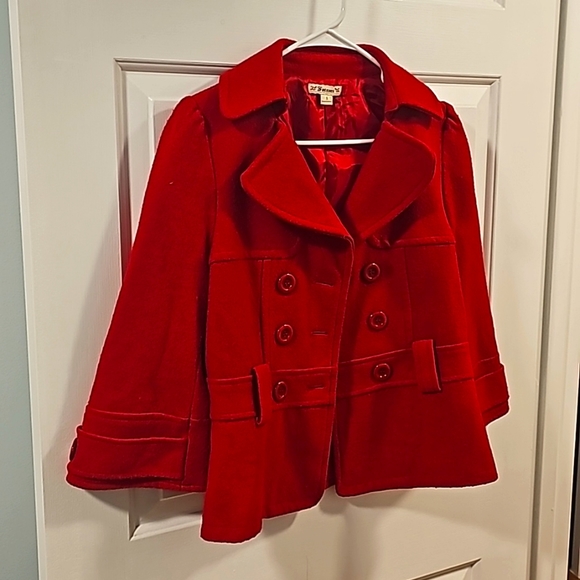 Womens Small Red Pea Coat - Picture 1 of 5